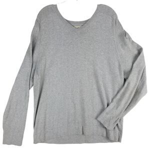 L.L. Bean Cashmere Blend Sweater Men's XL Regular Gray V-neck Ribbed Neck